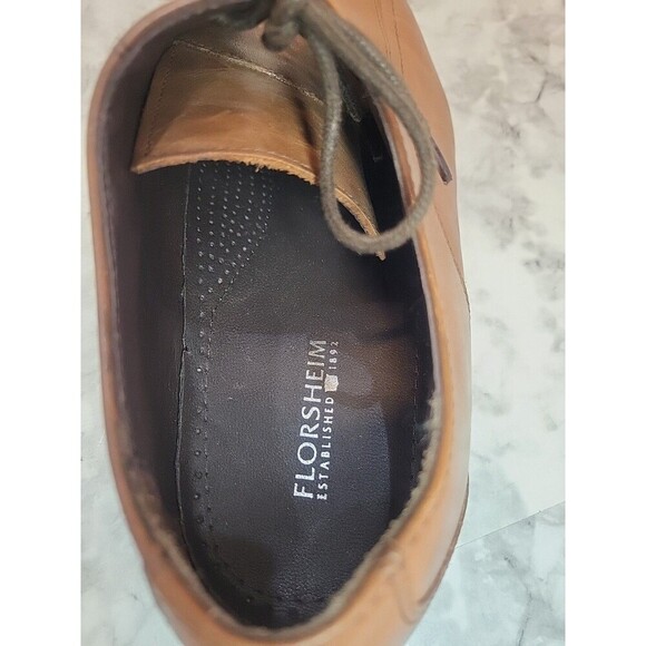 Florsheim Mens 10.5 D Dress Shoes Whiskey Brown Leather Lace Up Derby Business - Picture 7 of 13